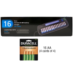 DURACELL 16 Bay Aa / Aaa Lcd Battery Charger + 16 Aa 2500 Mah Nimh Batteries