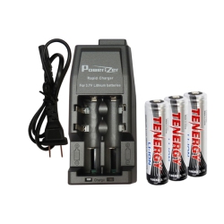 TENERGY Li-Ion Charger (2 Slot) + 3 X 18650 3.6V 2600 Mah Li-Ion W/ PCb