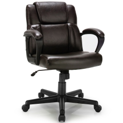 COSTWAY Executive Leather Office Chair Adjustable Computer Desk Chair W/ Armrest
