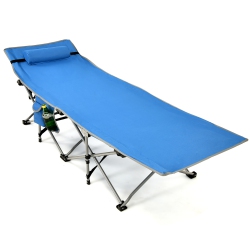 COSTWAY Folding Camping Cot Heavy-Duty Outdoor Cot Bed W/ Side Storage Pocket