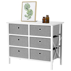 SORTWISE Fabric 6-Drawer Dresser Storage Nightstand Organizer Unit With Fabric Bin Storage Unit
