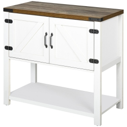 HOMCOM Kitchen Storage Cabinet, 2-Door Free Standing Sideboard Console Table With Bottom Shelf, Entryway In White