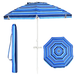COSTWAY 7.2 Ft Portable Beach Umbrella Tilt Anchor Cup Holder W/carry Bag In Sand