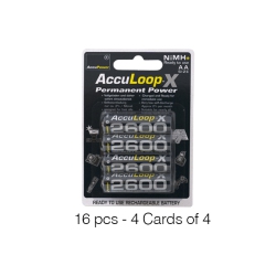 ACCUPOWER 16 X Aa 2600 Mah Nimh Acculoop-X Rechargeable Batteries (Low Discharge)
