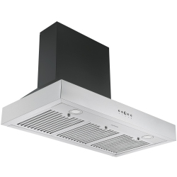 ANCONA Pro 36 In. 600 Cfm Wall Mount Pyramid Range Hood In And Stainless Steel In Black