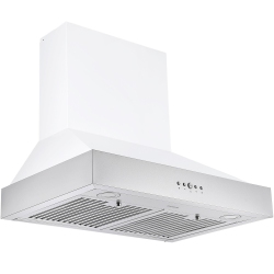 ANCONA Pro 30 In. 600 Cfm Wall Mount Pyramid Range Hood In And Stainless Steel In White