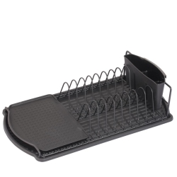 JESSAR - Dish Basket With Plastic Tray And Cutlery Holder In Black