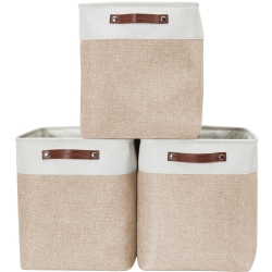 DECOMOMO Fordable Storage Bin - Collapsible Sturdy Cationic Fabric Basket W/handles for Organizing Shelf Nursery Home Closet |17(L) X 13(W) X