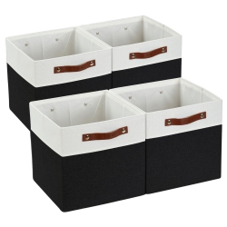 DECOMOMO Fabric Cube Storage Bin - Storage Baskets for Shelves, Cube Storage Organizer for Kallax And Cubbies (Black & White, 13 Inch Cube) - 4 Pack