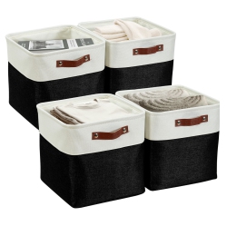 DECOMOMO Foldable Storage Bin - Collapsible Sturdy Cationic Fabric Basket W/handles for Organizing Shelf Nursery Home Closet | 13 X 13 X 13" | 4