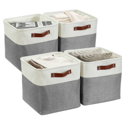 DECOMOMO Foldable Storage Bin \w Label Holders - Collapsible Sturdy Cationic Fabric Basket W/handles for Organizing Shelf Nursery Home Closet | 11 X