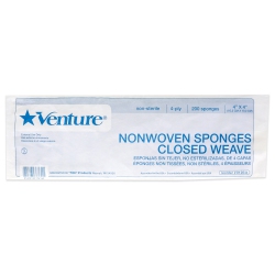 TIDI Venture Non-Woven 4-Ply Closed Weave Sponge Non-Sterile By for Unisex - 200 Count Sponge