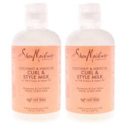 SHEA MOISTURE Coconut & Hibiscus Curl & Style Milk - Pack Of 2 By for Unisex - 8 OZ Cream