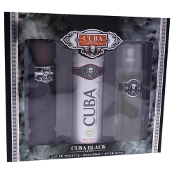 CUBA By for Men - 3 PC Gift Set 3.3OZ Edt Spray, 3.3OZ After Shave, 6.7OZ Body Spray In Black