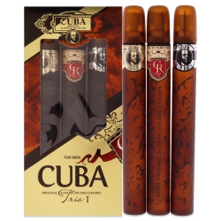 CUBA Trio 1 By for Men - 3 PC Gift Set 1.17OZ Edt Spray, 1.17OZ Royal Edt Spray, 1.17OZ Vip Edt Spray In Gold