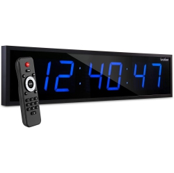 IVATION Huge 24" Inch Large Big Oversized Digital Led Clock \w Stopwatch, Alarms, Countdown Timer & Temp - Shelf Or Wall Mount (Blue) | 6-Level