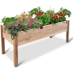 JUMBL Raised Canadian Cedar Garden Bed | Elevated Wood Planter for Growing Fresh Herbs, Vegetables, Flowers, Succulents & Other Plants At Home