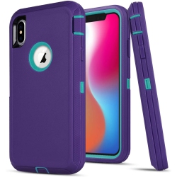 CSMART 【】 Anti-Drop Triple 3 Layers Shockproof Heavy Duty Defender Hard Case for Iphone Xr In Purple