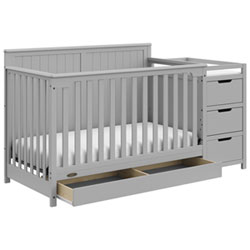 Graco Hadley 4-in-1 Convertible Crib with 3-Drawer Changing Table - Pebble Grey