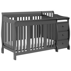 Storkcraft Portofino 4-in-1 Convertible Crib with 3-Drawer Changing Table - Grey
