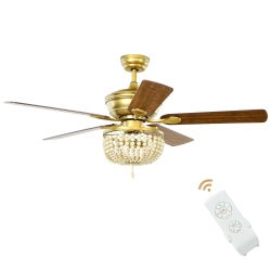 GYMAX 52" Retro Ceiling Fan Light W/ Reversible Blades Remote Control