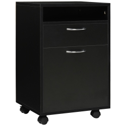 HOMCOM 24" Vertical Filing Cabinet With Drawer, Mobile File Cabinet With Wheels for Home Office In Black
