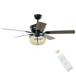 GYMAX 52" Retro Ceiling Fan Light W/ Reversible Blades Remote Control