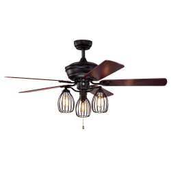 GYMAX 52" Ceiling Fan W/ Lights 5 Reversible Blades 3 Lights Retro Ceiling Fan
