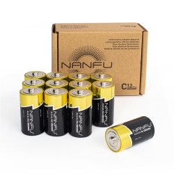 NANFU 12 Pack Alkaline C Cell Batteries for Household & Business