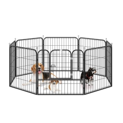 PAWHUT Dog Playpen, 31.5"w Heavy-Duty Metal Puppy Play Pen, Pet Exercise Fences for Outside And Indoor, Diy Design \w Door for Medium Dogs, 8