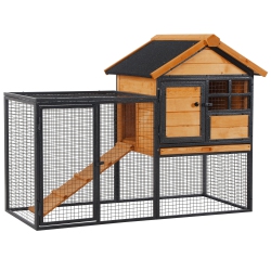 PAWHUT Wood-Metal Large Rabbit Hutch Bunny Cage Pet House Small Animal Habitat \w Slide-Out Tray, Lockable Door, Water-Resistant Asphalt Roof