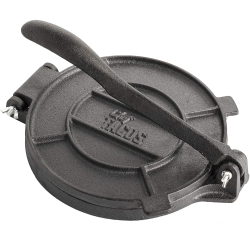 CHEF TACOS Authentic Cast Iron Tortilla Press, 8-Inch, Pre-Seasoned Corn Or Flour Tortilla Maker, Pataconera, Roti Dough