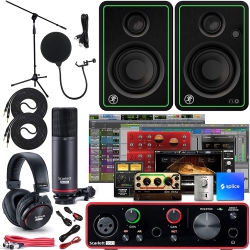 FOCUSRITE Scarlett Solo 2X2 USB Audio Interface Full Studio Bundle \w Creative Music Production Software Kit And Cr3-X Pair Studio Monitors And