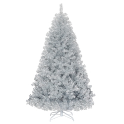COSTWAY 6Ft Hinged Unlit Artificial Tinsel Christmas Tree Holiday W/metal Stand In Silver