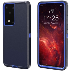 CSMART 【】 Anti-Drop Triple 3 Layers Shockproof Heavy Duty Defender Hard Case for Samsung Galaxy S21 Ultra In Navy