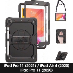 CSMART Shockproof Heavy Duty Defender Case With Shoulder & Hand Strap for Ipad Air 4 5 4Th 5Th Gen. / Pro 11" 1St 2Nd 3Rd Gen. In Black