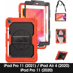 CSMART Shockproof Heavy Duty Defender Case With Shoulder & Hand Strap for Ipad Air 4 5 4Th 5Th Gen. / Pro 11" 1St 2Nd 3Rd Gen. In Red