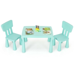 GYMAX Kids Table & 2 Chairs Set Toddler Activity Play Dining Study Desk Baby Gift