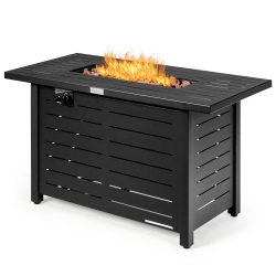Gymax 42" Rectangular Propane Gas Fire Pit 60,000 Btu Heater Outdoor Table W/ Cover