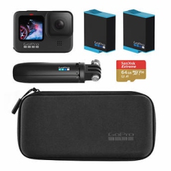 GOPRO Hero9 - Essential Bundle - Hero 9 + 2X Spare Battery + The Handler Tripod + Compact Case + 64 GB Microsd Card In Black