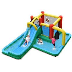 COSTWAY Slide Water Park Climbing Bouncer Pendulum Tunnel Game Without Blower