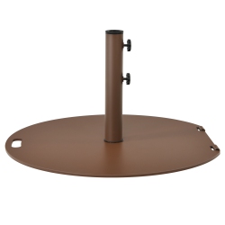 GYMAX Round Weighted Patio Umbrella Base Stand 50 Lbs W/ 3 Adapters In Brown