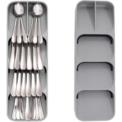 ISTAR Kitchen Drawer Organizer Tray for Cutlery Silverware Original Junk Drawer Organizer-Granite Knife And Fork Storage Box Kitchen Organizer (Grey)