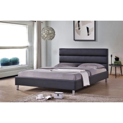 QUEENSONS Pu Upholstered Queen Size Platform Bed (No Box Spring Required) In Black