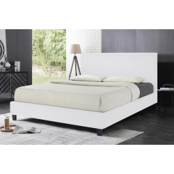 QUEENSONS Up Town Pu Upholstered Single Size Platform Bed (No Box Spring Required) In Ontario In White