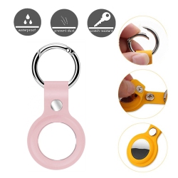 CSMART 【2 Packs】 Silicone Protective Case Cover Key Tracker Holder Keychain With Ring for Airtag, Light In Pink
