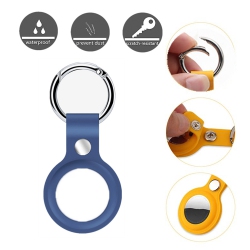 CSMART 【2 Packs】 Silicone Protective Case Cover Key Tracker Holder Keychain With Ring for Airtag In Navy