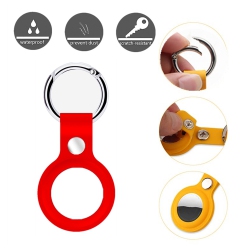 CSMART 【2 Packs】 Silicone Protective Case Cover Key Tracker Holder Keychain With Ring for Airtag In Red