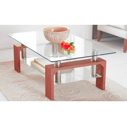 QUEENSONS Cherry Glass Top Infinity Coffee Table