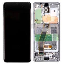 ESOURCE PARTS Refurbished (Excellent) - Oled Display Touch Screen Digitizer Assembly With Frame for Samsung Galaxy S20 5G - Cloud In White